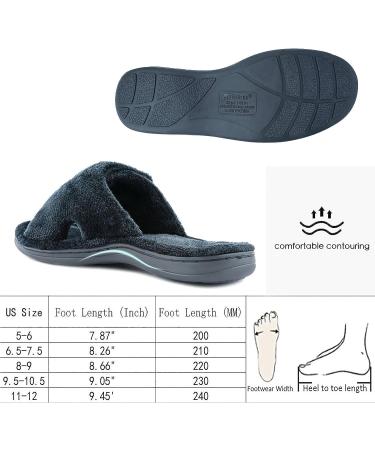 Women's Adjustable Diabetic Slippers with Memory Foam and Arch Support - Black, Size 5/6 - Buy Online on GoSupps.com