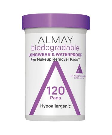 Eye Makeup Remover Pads by Almay, Biodegradable Longwear & Waterproof, Hypoallergenic, Cruelty Free-Fragrance Free Cleansing Wipes, 120 Pads (Pack of 1) New Version 120 Count (Pack of 1)
