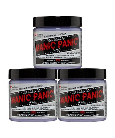 Manic Panic Virgin Snow Classic Creme Vegan Cruethy Free Hair Toner Eliminates Brassy Tones 3 x 118ml Virgin Snow 118 ml (3 SPALL)