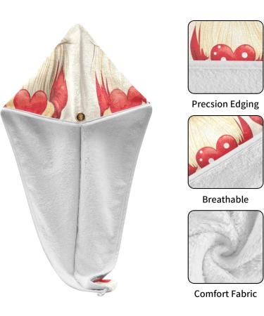 Valentine Hearts Dwarf Hair Towels 2 Pack | Super Absorbent Quick Dry Hair Turbans for Women & Girls - Buy Online on GoSupps.com