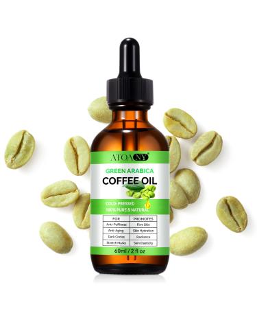 Moulis Green Coffee Bean Oil Organic Green Coffee Oil for Cellulite Skin Face Body & Hair - Reduces Puffiness Dark Circles Stretch Marks Skin Tightening Cold-Pressed (2 Fl Oz (Pack of 1))