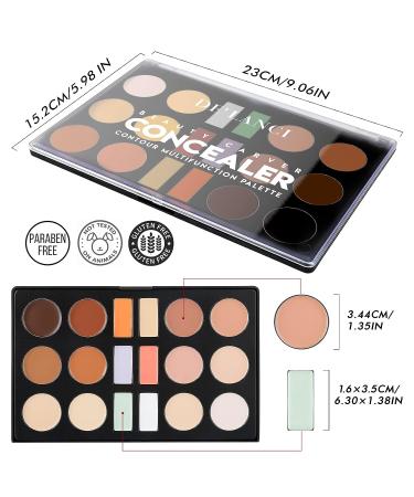 DE'LANCI 18 Color Cream Contour Concealer Palette - Full Coverage Foundation Makeup for True Complexion, Professional & Waterproof - Christmas Makeup - Buy Online on GoSupps.com