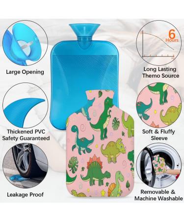 Kawaii Dinosaur Heat Bottle with Fluffy Cover - 2L Capacity for Cozy Nights Pain Relief for Back Neck & Shoulders - Buy Online on GoSupps.com