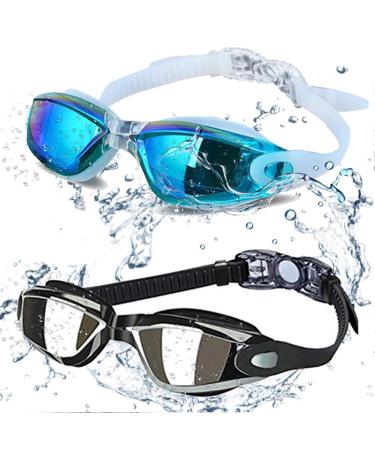 ALLPAIPAI Swim Goggles - Swimming Goggles,Pack of 2 Professional Anti Fog No Leaking UV Protection Wide View Swim Goggles For Women Men Adult Youth Kids