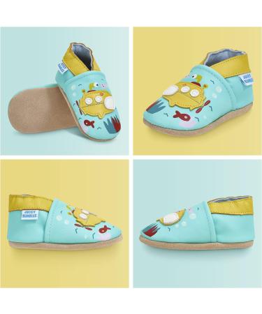 Soft Sole Leather Baby Shoes for Boys and Girls | Toddler Walking Shoes 0-6 Months - Submarine Design - Buy Online on GoSupps.com