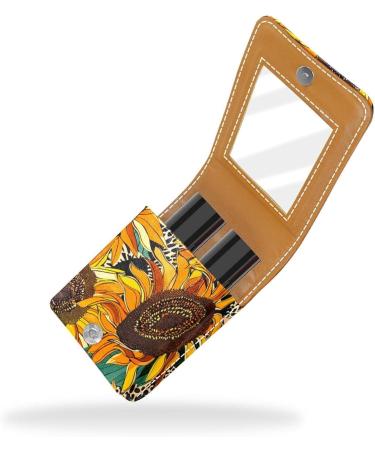 Travel Lipstick Organizer Case | Vintage Sunflower Portable Makeup Bag with Mirror | Ideal Cosmetic Storage for International Shipping - Buy Online on GoSupps.com