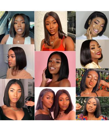 8 Inch Straight Lace Front Bob Wig - 150% Density Human Hair for Black Women | Pre-Plucked T Part Closure - Buy Online on GoSupps.com