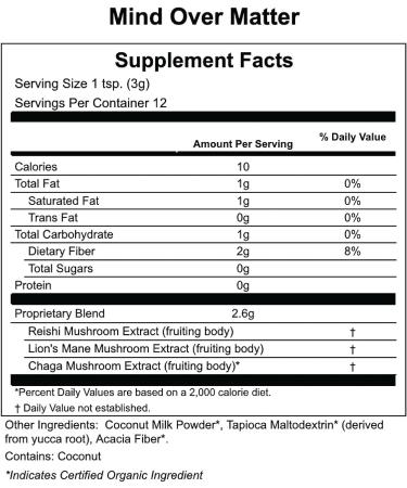 Apothekary Mind Over Matter Herbal Mushroom Powder Blend with Gold Spoon - Brain Health & Focus (1.3 oz, 12 Servings) - Buy Online on GoSupps.com