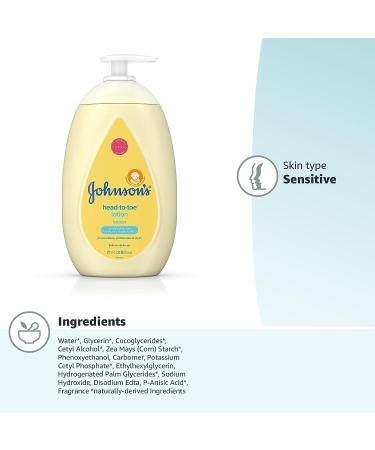 Johnson's Head-to-Toe Moisturizing Baby Body Lotion for Sensitive Skin - 27.1 Fl Oz, Hypoallergenic & Paraben-Free - Buy Online on GoSupps.com