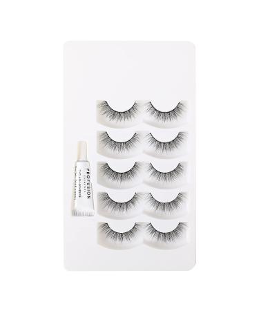 Profusion Cosmetics Iconic 3D Faux Mink Lash Set with Adhesive - 5 Pairs of Lightweight, Natural, and Reusable False Lashes - Cat Eye Wispies for Fluffy, Soft, and Radiant Eyes - Buy Online on GoSupps.com