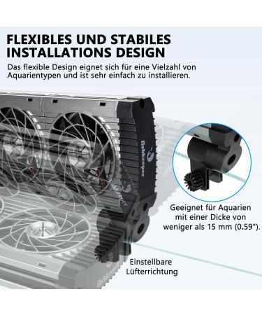 Fishkeeper Aquarium Cooler - Adjustable Air Speed & Timer | Quiet Fans for Freshwater Aquariums Up to 80cm (4 Fans 15W) - Buy Online on GoSupps.com