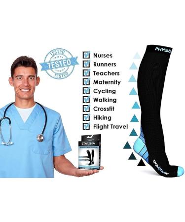 Physix Gear Compression Socks Men & Women - Black/Blue - S/M - Buy Online on GoSupps.com