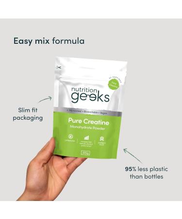 Pure Creatine Monohydrate Powder - 315g (90 Servings) - Easy Dissolve Creatine Powder Unflavoured & Micronised (Not Creatine Gummies or Creatine Tablets) Vegan Creatine for Women and Men - Buy Online on GoSupps.com