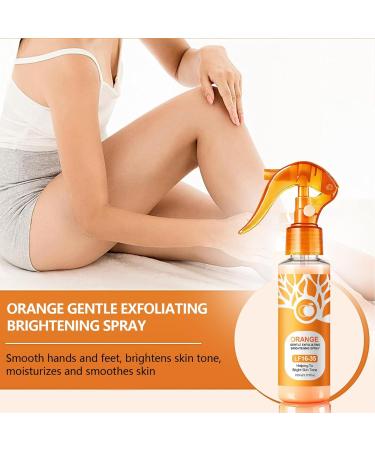 XJBD Orange Body Exfoliating Spray 100ml Gentle AHA Exfoliator with Jojoba Oil for Smooth & Glowing Skin Face Peels & Body Scrub Sensitive Skin Friendly Refreshing Citrus Scent - Buy Online on GoSupps.com