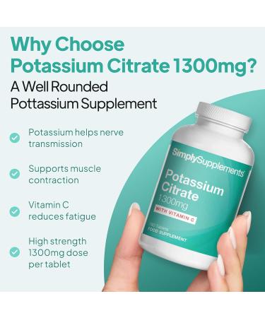 Simply Supplements Potassium Citrate Tablets 1300 mg with Added Vitamin C 180 Tablets - Buy Online on GoSupps.com