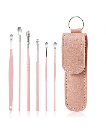 Earpick Ear Cleaning Set Spring Spiral Ear Cleaning Tool Portable 6-Piece Set No.2 pink
