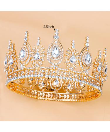 TOBATOBA Gold Queen Crown - Crystal Princess Tiara for Women & Girls | Wedding, Prom, Pageant, Halloween Costume - Buy Online on GoSupps.com