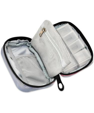 Buy Pfrewn 7 Day Floral Pill Organizer Case - Portable Pink & Purple Travel Pill Box for Vitamins & Supplements - Buy Online on GoSupps.com