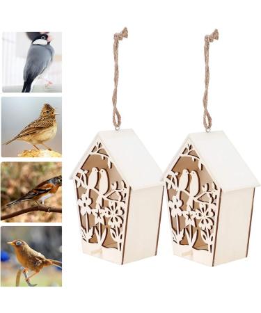 xiaozuo Wooden Hollow Bird House 2 Pieces Bird House Bird Houses for Outdoor Blue Bird House with Warm Light Wooden Hanging Bird House for Small Bird DIY Bird Cage Making Decoration667 - Buy Online on GoSupps.com