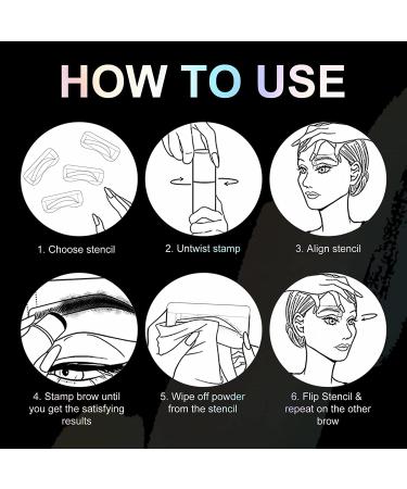 Waterproof Eyebrow Stamp Stencil Kit | 24 Reusable Stencils | Long-Lasting Brow Powder | Light Brown Eyebrow Pencil - Buy Online on GoSupps.com