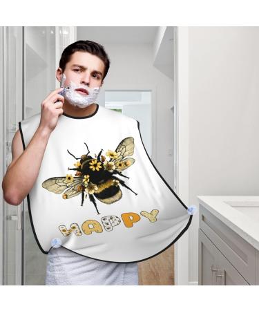 Bee Happy Beard Bib | Cute Bee Beard Hair Catcher & Non-Stick Grooming Cloth for Men | Perfect Gifts for Shaving & Trimming - Buy Online on GoSupps.com
