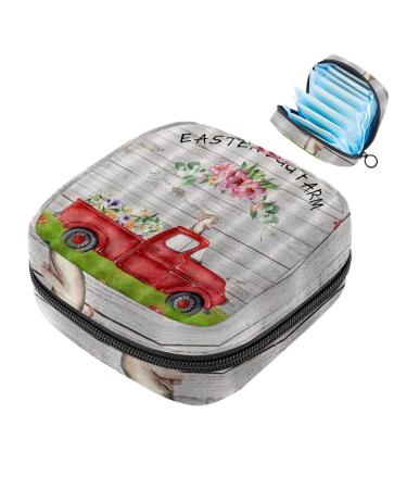 Women's binding-up bags Red Truck Easter Topic Hase Easter eggs Ladies Binding bag Tampon storage bags zip pockets menstrual tied bags Multi18