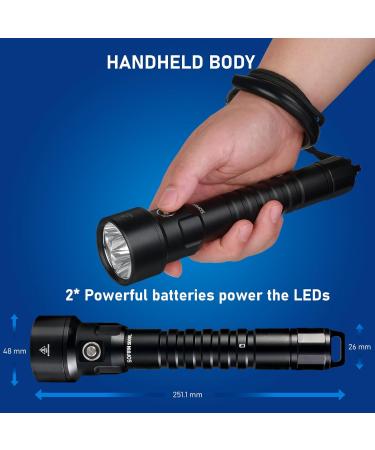 Sofirn SD09L Diving Torch 6800 Lumen LED Torch Extremely Bright Diving Torch 100 m Underwater LED with 3 x SST40 IPX8 Professional Waterproof with Class A++ Rechargeable Batteries Energy - Sd09l Kit - Buy Online on GoSupps.com