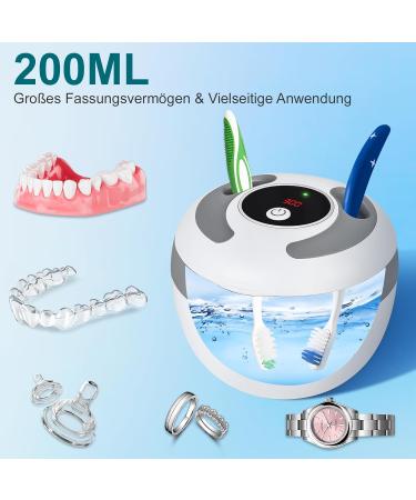  TechKen Techken Ultrasonic Cleaning Device with Timer and 4 UV Lamps 45000Hz 200ml Toothbrush Head Cleaner Denture Cleaner Retention Aligners Dentures Jewelry - Buy Online on GoSupps.com