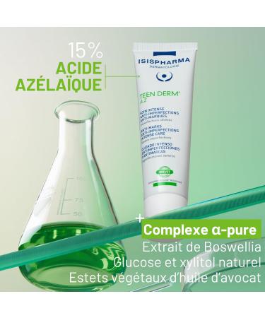 ISISPHARMA TEEN DERM A.Z Soin Triple Action Anti-Imperfections Anti-Marques Ultra Apaisant Peaux Mixtes Grasses - Avec 15% d Acide Az la que - Fabrication Fran aise - Buy Online on GoSupps.com
