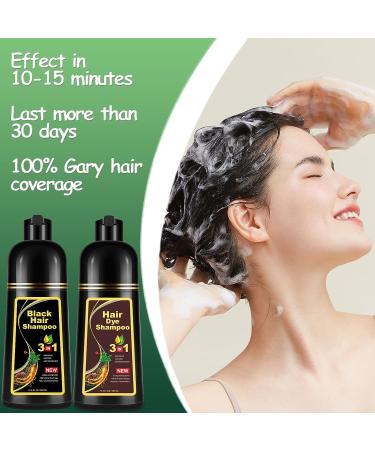 3-IN-1 Herbal Black Hair Dye Shampoo - Instant Gray Coverage & Nourishing for All Hair Types - 500ml - Buy Online on GoSupps.com