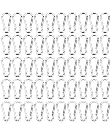 100 pieces small carabiner clips mini-aluminum carabiner clip key rings large pack carabiner D-shaped hook keychain for home hiking silver