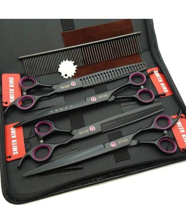 8.0 inches Professional Dog Grooming Scissors Set Straight & thinning & Curved & chunkers with Comb in 1 Set (Black) - Buy Online on GoSupps.com