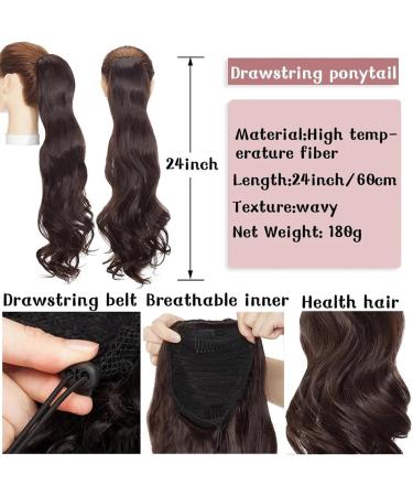 Ponytail Extension Synthetic Ponytail Hair Extension 24inch Long Wavy Curly Ponytail Hair Extension Clip In Body Wave Drawstring Ponytail Hairpiece for Woman Ponytail Hairpiece for Women (Color : Bl 24inches Bleach blonde - Buy Online on GoSupps.com
