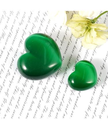 Green Cat's Eye Crystal Heart Shape Healing Stones - 2Pcs Set for Reiki Meditation Therapy and Birthday Gift - Buy Online on GoSupps.com