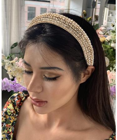 Wecoe Rhinestone Headband - Sparkly Gold Diamond Padded Headband for Women and Girls | Fashion Hair Accessory for Holiday/Formal Events - Perfect Mother's Day Gift - Buy Online on GoSupps.com