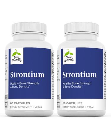 Terry Naturally Strontium - 60 Capsules Pack of 2 - Supports Bone Strength & Density - Non-GMO Gluten Free Kosher - 60 Total Servings