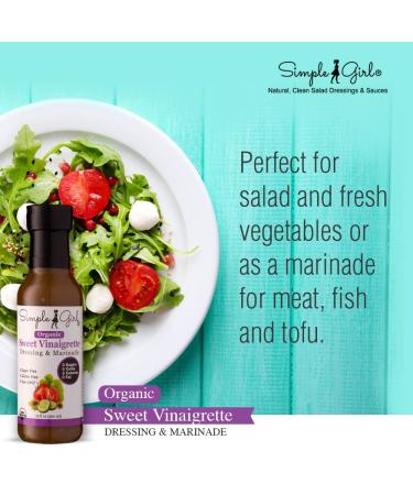 Simple Girl Organic Sweet Vinaigrette Salad Dressing - 12 oz (Sugar-Free, Certified Organic, Kosher, Gluten-Free, Vegan) - Ideal for Low Calorie, Carb Free, and Fat Free Diets - Buy Online on GoSupps.com