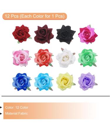 sourcing map Set of 12 Rose Flower Hair Clips 3 Inch Flower Hair Pins Flower Brooch for Women Hair Accessories - Buy Online on GoSupps.com