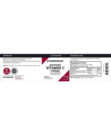 Buy Kirkman Labs Buffered Vitamin C Powder Unflavored - 7 oz (198.5 g) for Immune Support - Buy Online on GoSupps.com