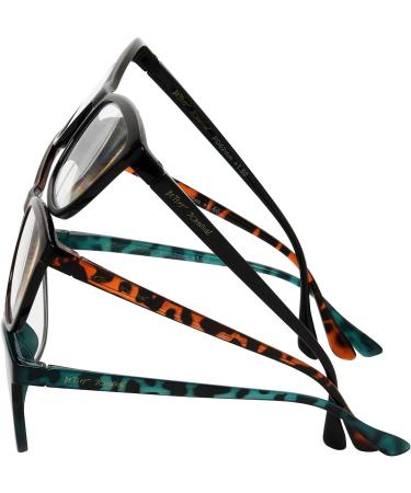 Betsey Johnson Women's Telcroc Way Reading Glasses - Black Tortoise Teal Tortoise | 52 mm +2 | Stylish & Trendy International Shipping - Buy Online on GoSupps.com