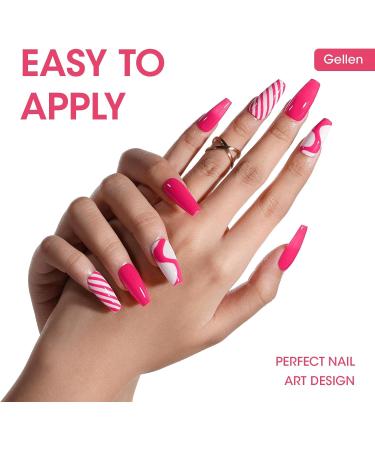 Gellen Gel Nail Polish Kit - 6 Stunning Colors Baby Pink Burgundy Rose Red Glitter Silver Gel Polish Set White Glitter Gel Polish Soak Off LED Gel Polish for Women Pageant Queen - Buy Online on GoSupps.com