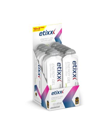Etixx Isotonic Gel - Apple Flavor, 12 x 60ml - Immediate Energy and Hydration, for Endurance Sports and Recovery