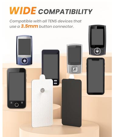 10-Pack Rectangular Snap TENS Unit Replacement Pads | Self-Adhesive 1.8X3.8 TENS Electrode Pads | AVCOO Latex-Free | Compatible with TENS EMS Devices | 3.5mm Button Leads | White - Buy Online on GoSupps.com