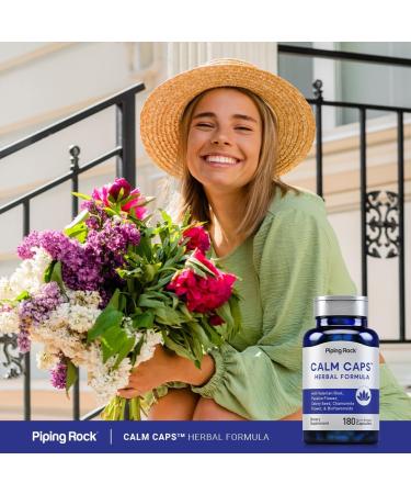 Piping Rock Calm Capsules | 180 Pills | Herbal Extract Blend | with Chamomile Valerian and Passion Flower | Non-GMO Gluten Free Supplement - Buy Online on GoSupps.com