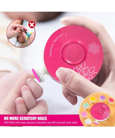 JAYL Electric Baby Nail Trimmer - 10 Grinding Pads for Infants, Toddlers & Adults - Bright Pink Round Design - Buy Online on GoSupps.com