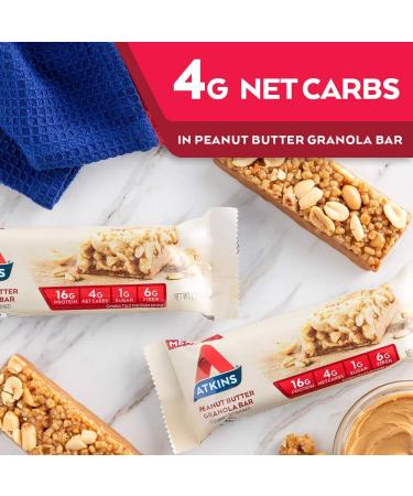 Atkins Peanut Butter Granola Protein Bars - Keto-Friendly, Crunchy & Creamy (5 Bars) - Buy Online on GoSupps.com