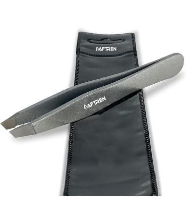 Stainless steel tweezers with a sloping tip for professional eyebrow formation for hair removal on the face bonus protective cover best tweezers for men and women