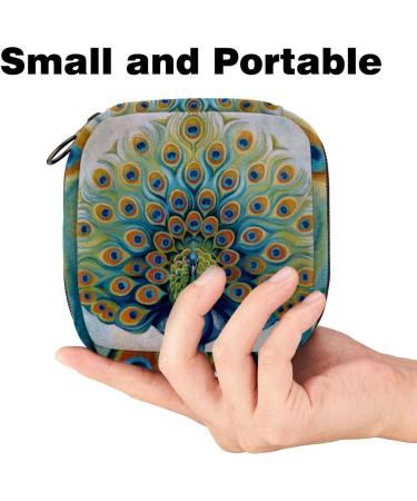 Stylish Menstruation Pad Bag with Zipper | Floral & Peacock Design | Women's Tampon & Napkin Organizer - Buy Online on GoSupps.com