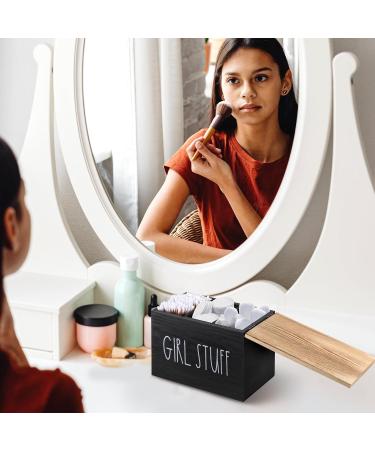 Mistod Tampon Holder - Stylish Bathroom Organizer for Pads & Tampons | Wood Storage Box with Tablet Lid - Black | Perfect Feminine Product for Shark Week & Bathroom Accessories - Buy Online on GoSupps.com