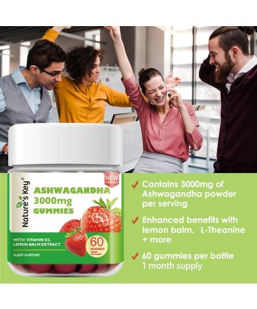 Nature's Key Upgraded 2.0 Ashwagandha Gummies, 3000mg Extra Potency Ashwagandha Supplement | with Vitamin D2, Lemon Balm, & Black Pepper ,for Stress Relief and Good Sleep (60 Count, Pack of 1) - Buy Online on GoSupps.com